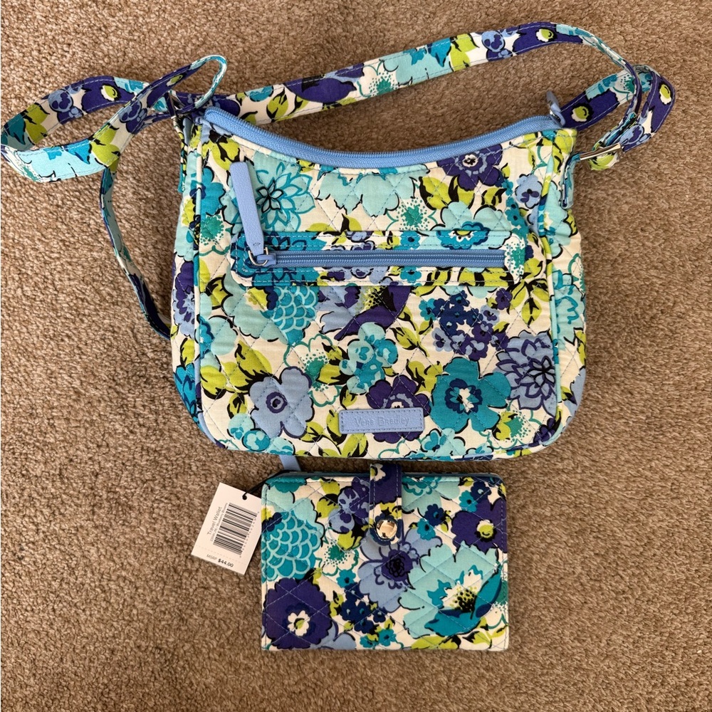 Vera Bradley Blue and Green Floral Shoulder Bag